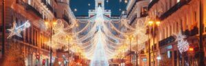 Image imaginaire des lumières de noel dans les rues de madrid