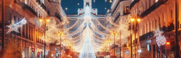 Image imaginaire des lumières de noel dans les rues de madrid