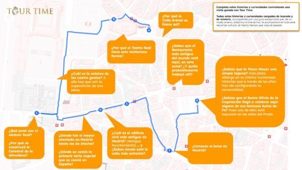 Infographie: Exemple de route du Madrid historique. Adaptable en fonction du point de rencontré