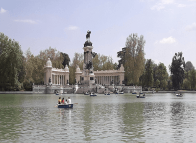 Retiro Park lake with boats