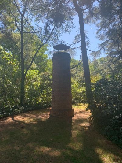 Chimney of the bunker in El Capricho Park. Tour Time