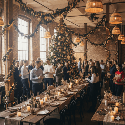 Comida de Navidad de empresa en entorno eco-friendly