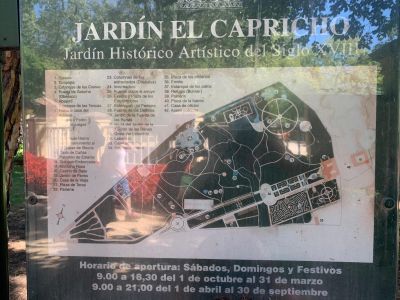 Plan of the El Capricho garden. Tour Time