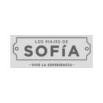 Logotipo rectangular con bordes decorativos y el nombre "Los viajes de Sofía - Vive la experiencia".