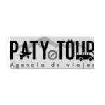 Logotipo de Paty Tour con la silueta de un autobús y una montaña, bajo el lema "Agencia de viajes".